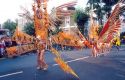 Dancers in the Notting Hill carnival in London, England parade.