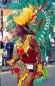 Dancers in the Notting Hill carnival in London, England parade.