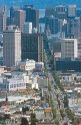A view from twin peaks down Market Street in San Francisco, California.