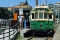 A trolley near the wharf in Seattle, Washington.
