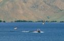 A ski boat on Lucky Peak reservoir near Boise, Idaho.