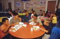 Multi ethnic children eating a school lunch in Florida.