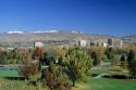 Cityscape of Boise, Idaho over Ann Morrison Park.