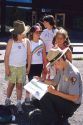 A ranger with children in Yellowstone National Park, Wyoming.