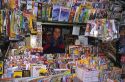 A news stand vendor in Cagliari, Italy.