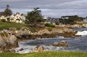 Homes along the rocky shore in Monterey, California.