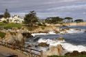 Homes along the rocky shore in Monterey, California.