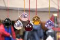 Prisims hang from a street vendors booth in Chinatown, San Francisco, California.