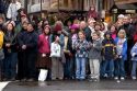 Crowds of people line up along the streets of Chinatown to watch the Chinese New Year Parade, San Francisco, California.