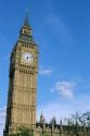 Big Ben clock tower on parliament building in London, England.