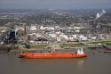 Tanker ship on the Mississippi River near New Orleans, Louisiana.