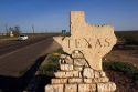 Texas state line bordering New Mexico on U.S. Highway 285.