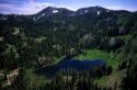 Aerial view of a high mountain lake in the Trinity Mountain area of Idaho.