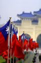 Taiwan flags fly at the Chiang Kai-Shek Memorial in Taipei, Taiwan.