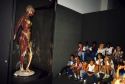 Children view a model of a human woman body at the Charleston Museum in Charleston, South Carolina.