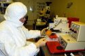 Computer chip research in the thin film cleanroom lab at Dupont in Wilmington, Delaware.