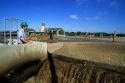 Sewage treatment plant in Boise, Idaho.  Sludge is aerated in treatment process.