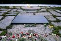 The grave site of President John F. Kennedy and the eternal flame at Arlington National Cemetery, Washington DC, Virginia.