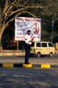 A traffic police officer in Delhi, India.