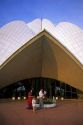 A family at the Bahai Temple in New Delhi, India.