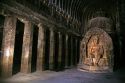 Inside the Ellora Caves in India.