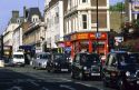 Taxi's on the streets of London, England.