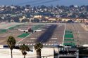 Boeing 737 airplane landing at San Diego, California.
