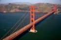 Aerial view of the Golden Gate Bridge in the San Francisco bay, California.
