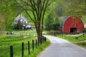 Red barn and farm house near Berlin, Ohio.