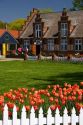 Windmill Island park with tulips in bloom at Holland, Michigan.