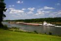 A tugboat and river barge on the Tennessee River at Shiloh, Tennessee.