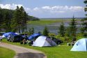 Tent camping at Lord Selkirk Park on Prince Edward Island, Canada.