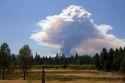 Plume of smoke from a wildfire near Sisters, Oregon.