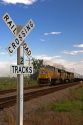 Union Pacific Railroad crossing near Central City, Nebraska.
