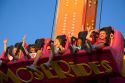 Children having fun on a ride at the Iowa state fair in Des Moines.