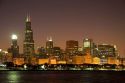 Chicago skyline at night, Illinois.