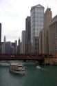 Tour boat on the Chicago River in Chicago, Illinois.
