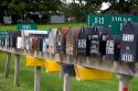 Rural mailboxes in a row east of Bellmore in Parke County, Indiana.