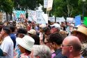 A crowd holding signs at an Anti-war protest in Salt Lake City, Utah. 8/22/2005