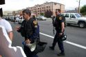 Police officers speak to Anti-war protesters in Salt Lake City, Utah. 8/22/2005