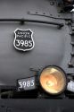 Close view of historic Challenger locomotive steam engine.