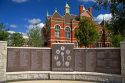 War memorial dedicated to fallen soldiers in front of the Franklin County Courthouse in Ottawa, Kansas.