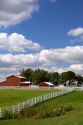 A red barn and farm at Pamona, Kansas.