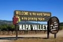 A sign welcoming you to Napa Valley famous for its wine growing region, California.
