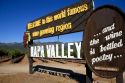 A sign welcoming you to Napa Valley famous for its wine growing region, California.