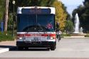 A bus on the campus at Stanford University in Palo Alto, California.