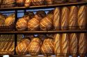 A rack of sourdough bread at the San Francisco airport.