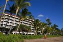 Lahaina Shores Hotel and beach scene on the island of Maui, Hawaii.