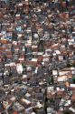 Aerial view of crowded favela housing in Sao Paulo, Brazil.