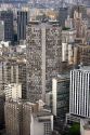 Aerial view of high rise buildings in Sao Paulo, Brazil. Edificio Italia is the focal point.